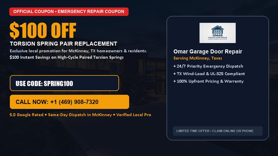 Omar Garage Door Repair $100 OFF Dual Torsion Spring Replacement in McKinney, TX