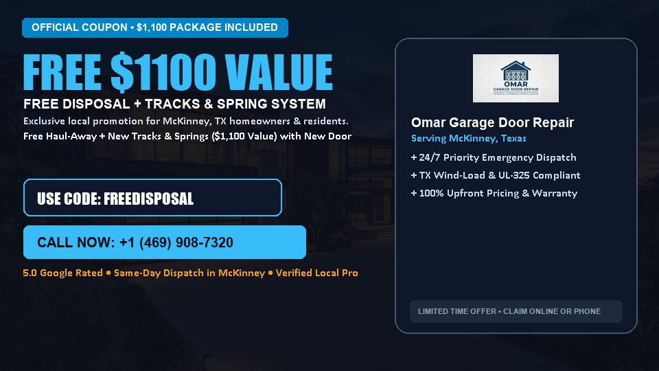 Omar Garage Door Repair FREE Haul-Away & Heavy-Duty Tracks with New Door in McKinney, TX