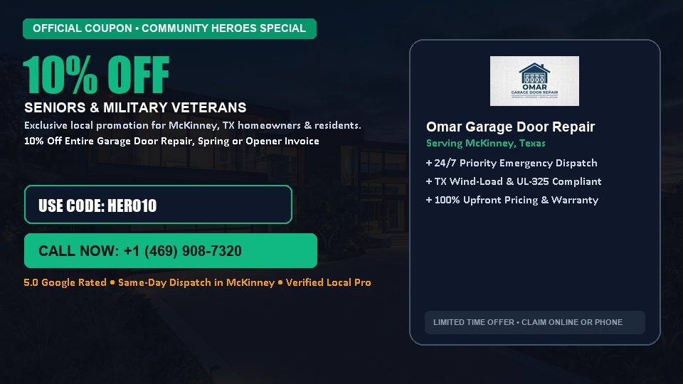 Omar Garage Door Repair 10% OFF Seniors & Military Veterans in McKinney, TX